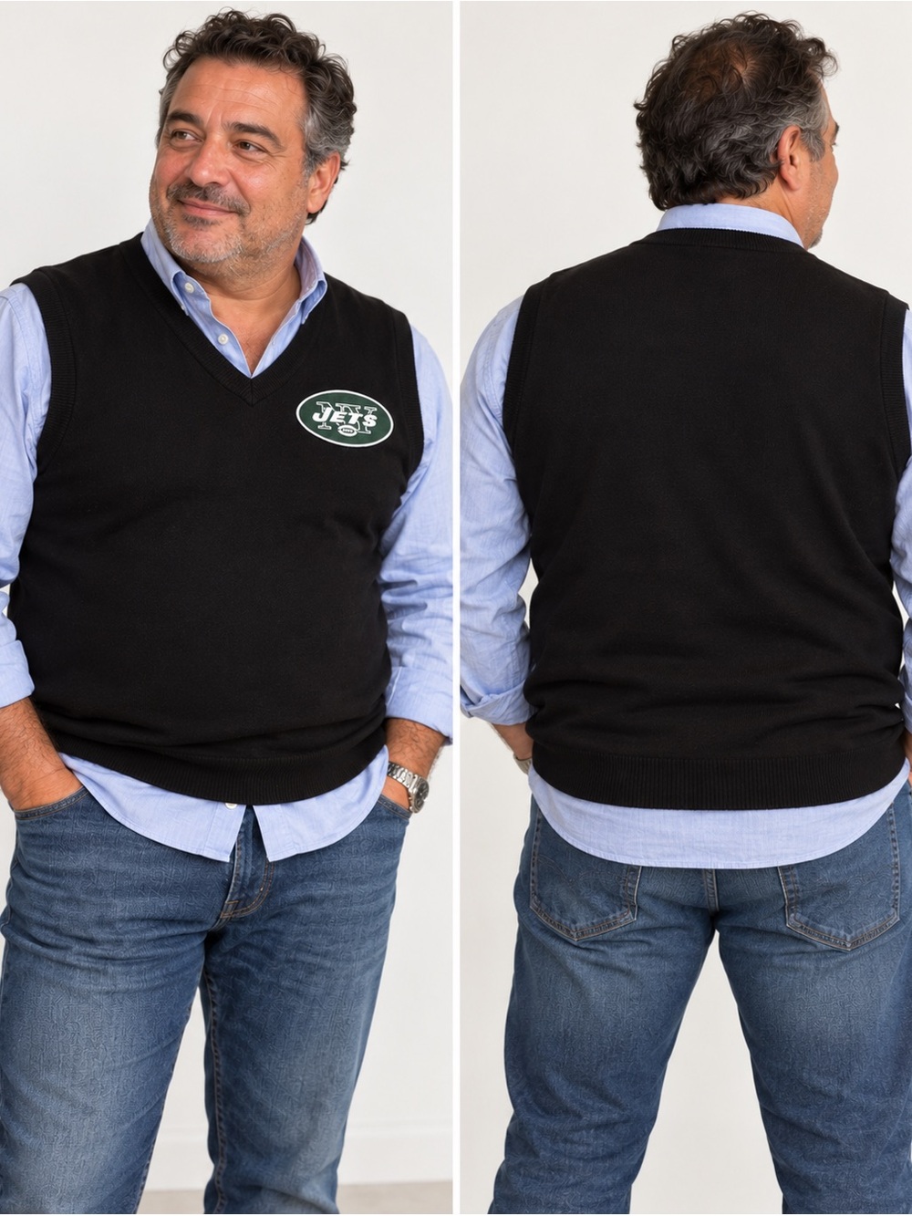 Title

NY Jets St. John’s Bay Black Sweater Vest Men’s V-Neck NFL Football